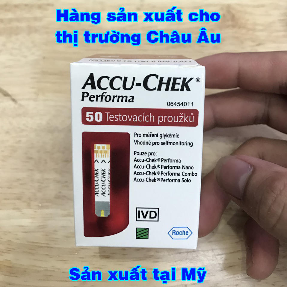HỘP 50 QUE THỬ ĐƯỜNG ACCUCHEK PERFORMA NỘI ĐỊA - SẢN XUẤT TẠI MỸ