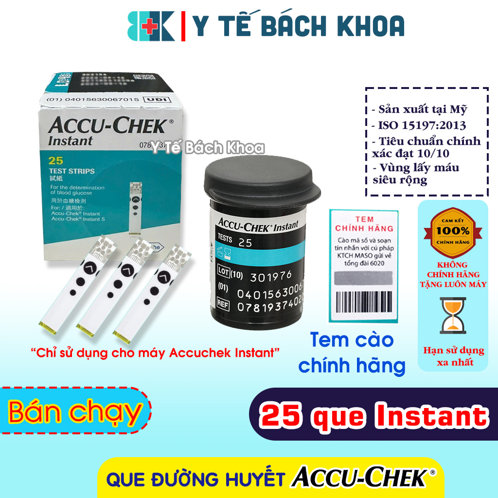 hộp 25 Que Thử Đường Huyết Accu-Chek Instant có tem chính hãng