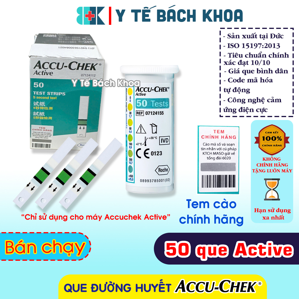 hộp 50 Que Thử Đường Huyết Accu-Chek Active có tem chính hãng