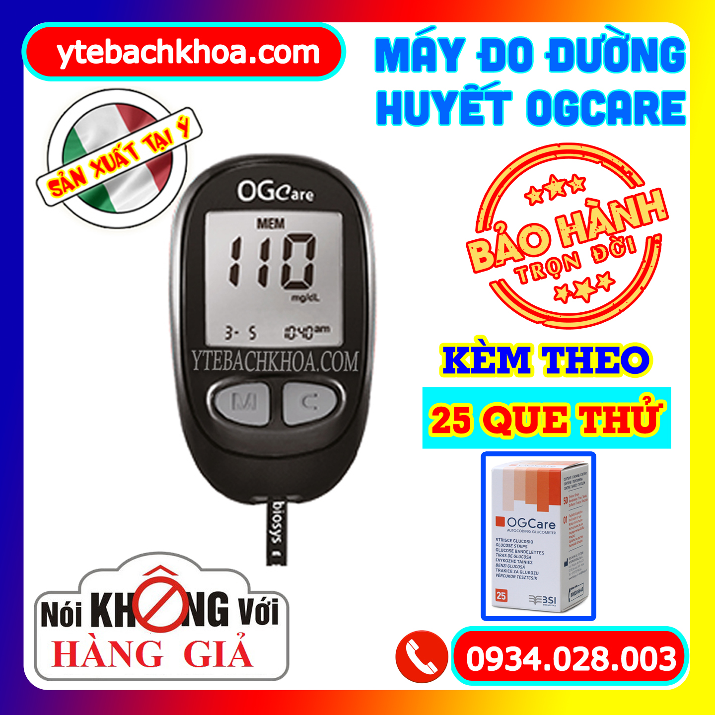 Máy đo đường huyết OGCARE - Ý