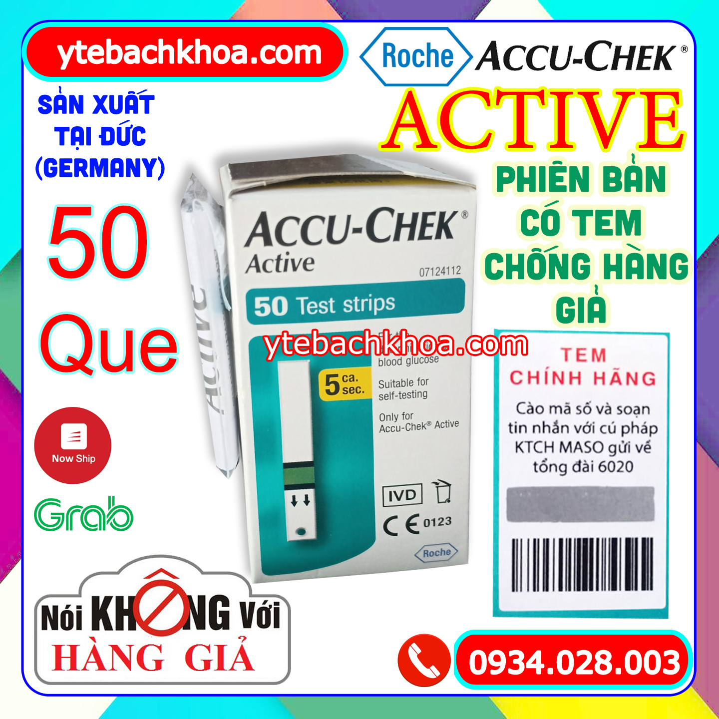 hộp 50 Que Thử Đường Huyết Accu-Chek Active có tem chính hãng