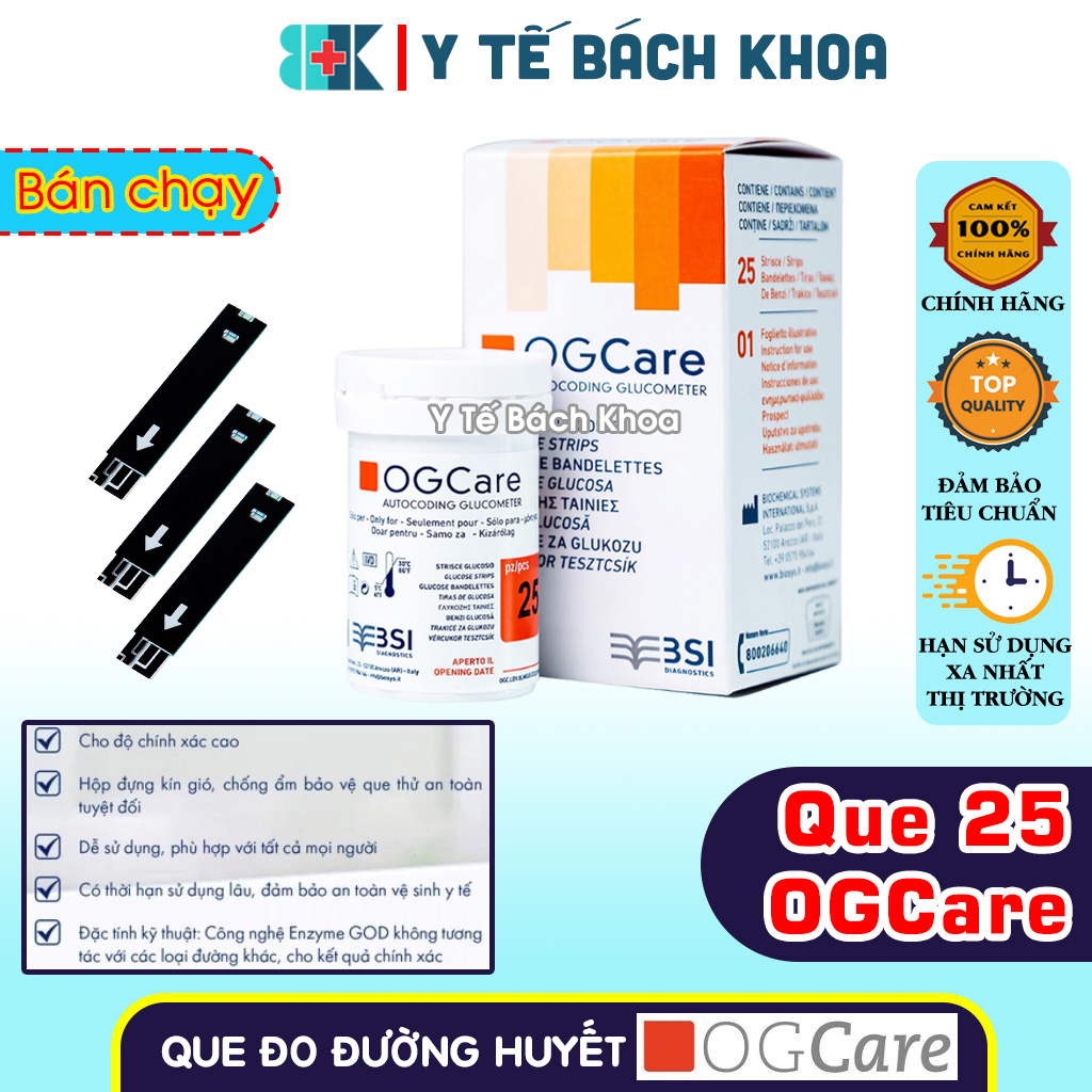 Que Thử Đường Huyết Ogcare (25 que)