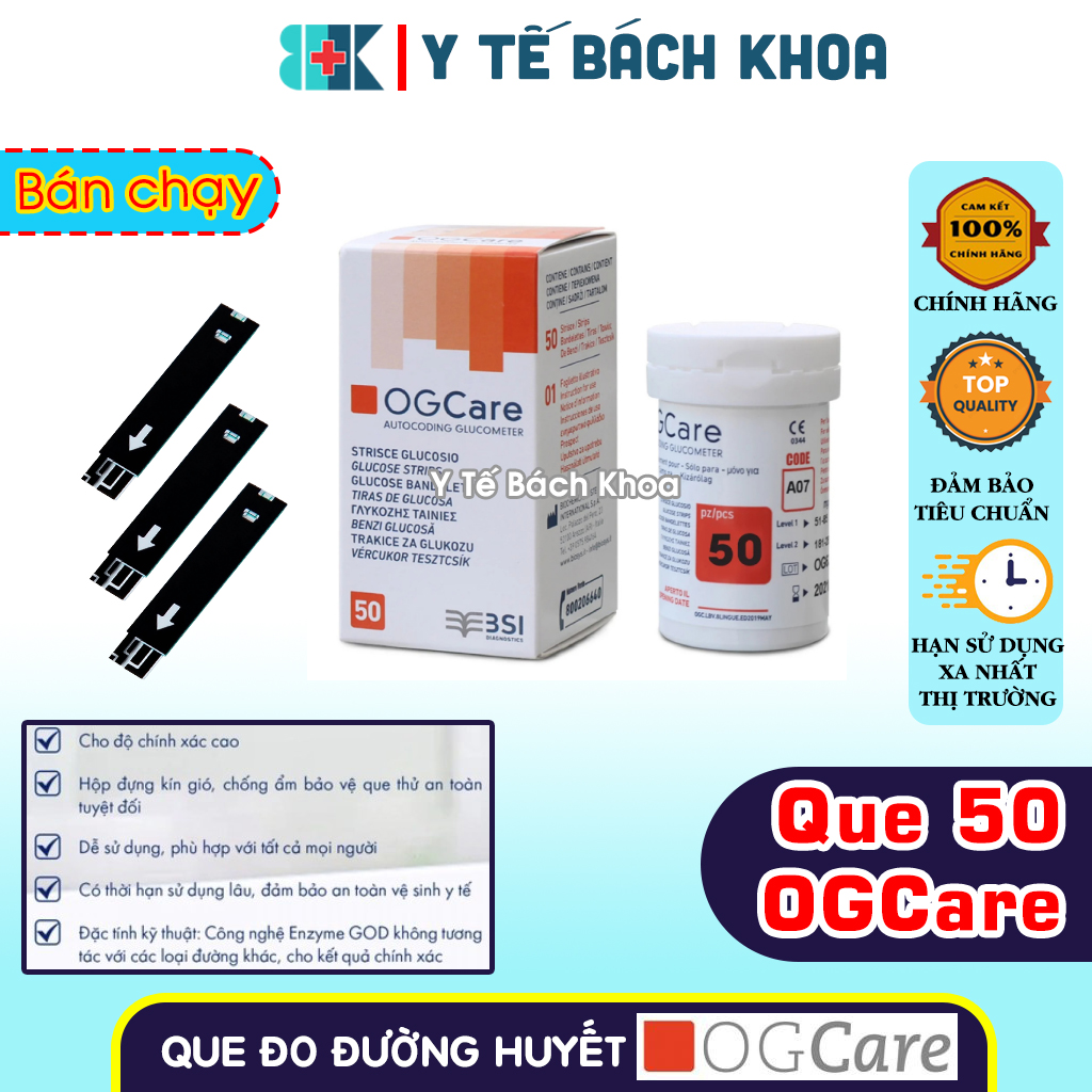 Que Thử Đường Huyết Ogcare (50 que)